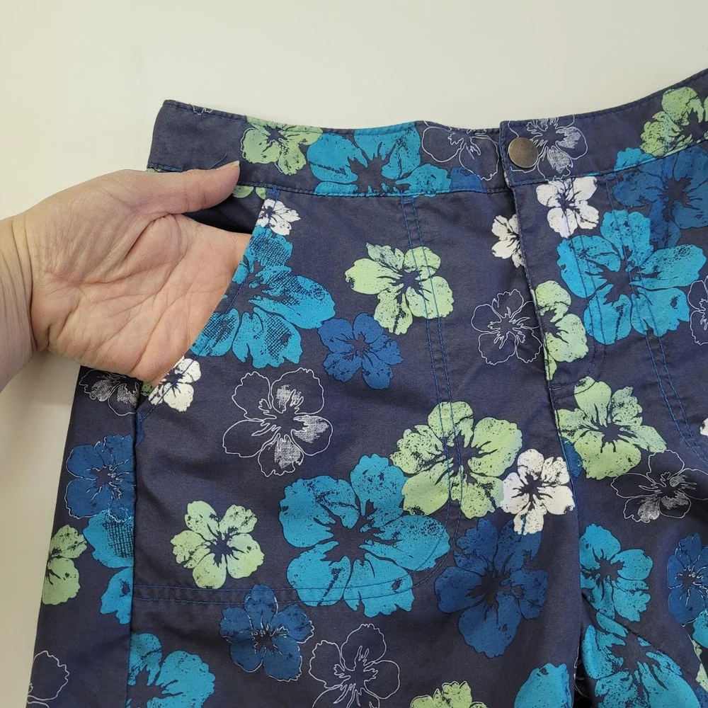 Reel Legends‎ Mens Floral Swim Trunks Shorts Blue Green White Size S Fishing